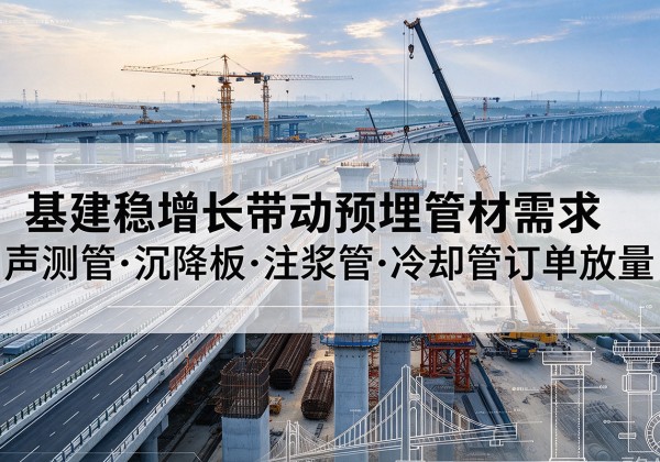 平邑基建稳增长带动预埋监测管材需求，声测管、沉降板、注浆管订单持续放量